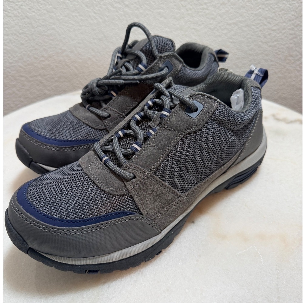 Lands End Mens All Weather Suede Trail Shoes Gray Navy Sneakers Size 8.5 D